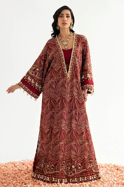 ÉLAN | Chiffon Kaftan in Mehroon