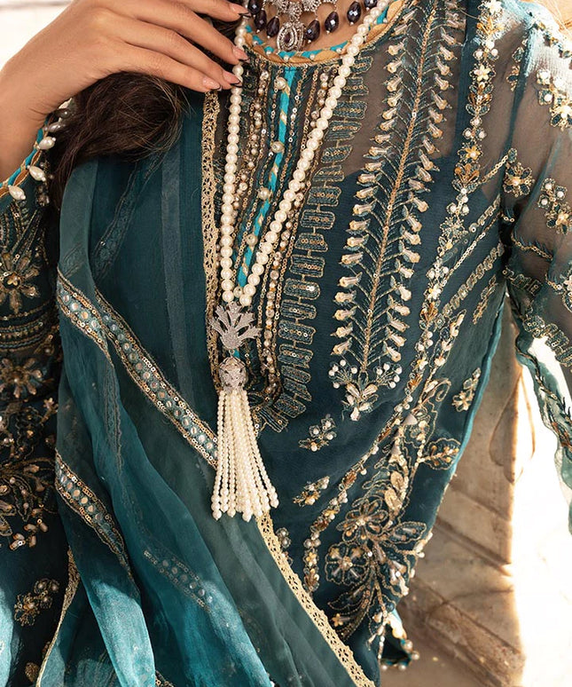 Dilaab | Green Hand Embellished Embroidered Sharara