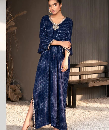 Sami | Bue Chiffon Embroidered Kaftan