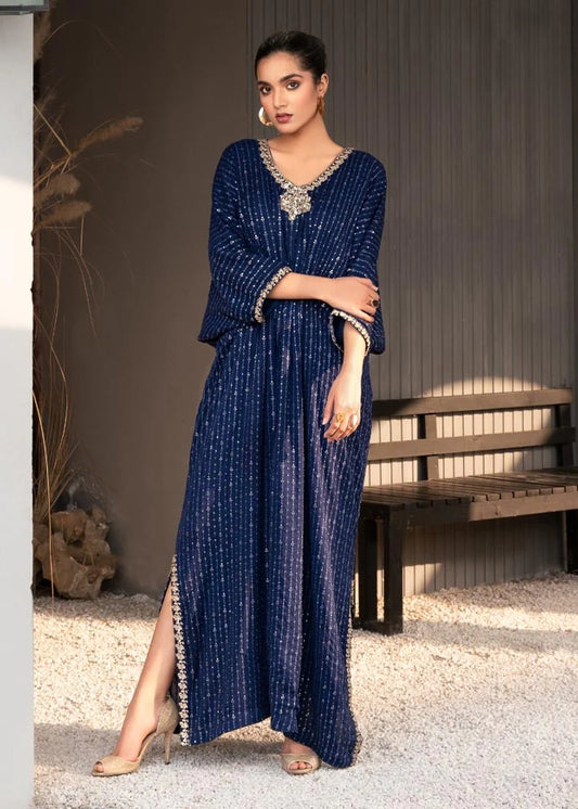 Sami | Bue Chiffon Embroidered Kaftan
