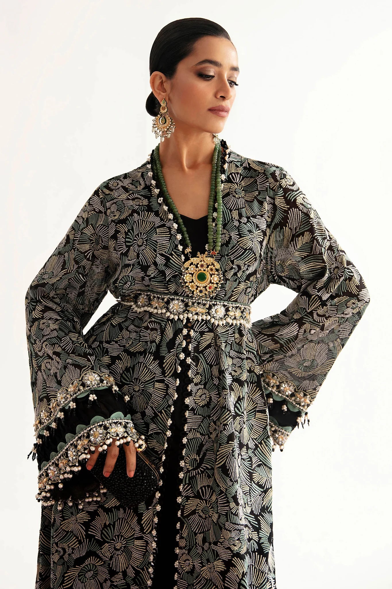ÉLAN | Chiffon Kaftan in Black