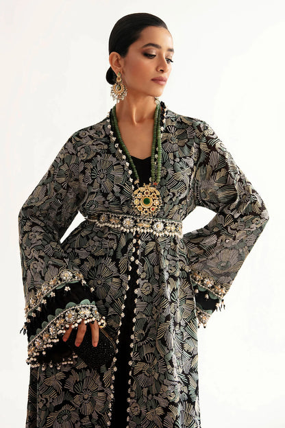 ÉLAN | Chiffon Kaftan in Black