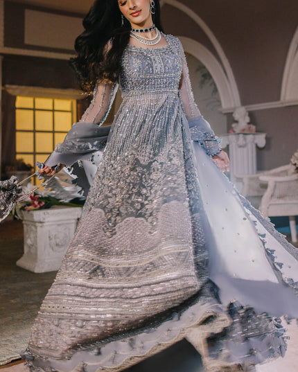 ÉLAN | Steal Grey Embellished & Embroidered Wedding Dress