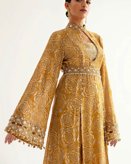 ÉLAN | Chiffon Kaftan in Yellow
