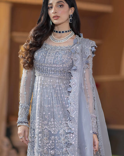 ÉLAN | Steal Grey Embellished & Embroidered Wedding Dress