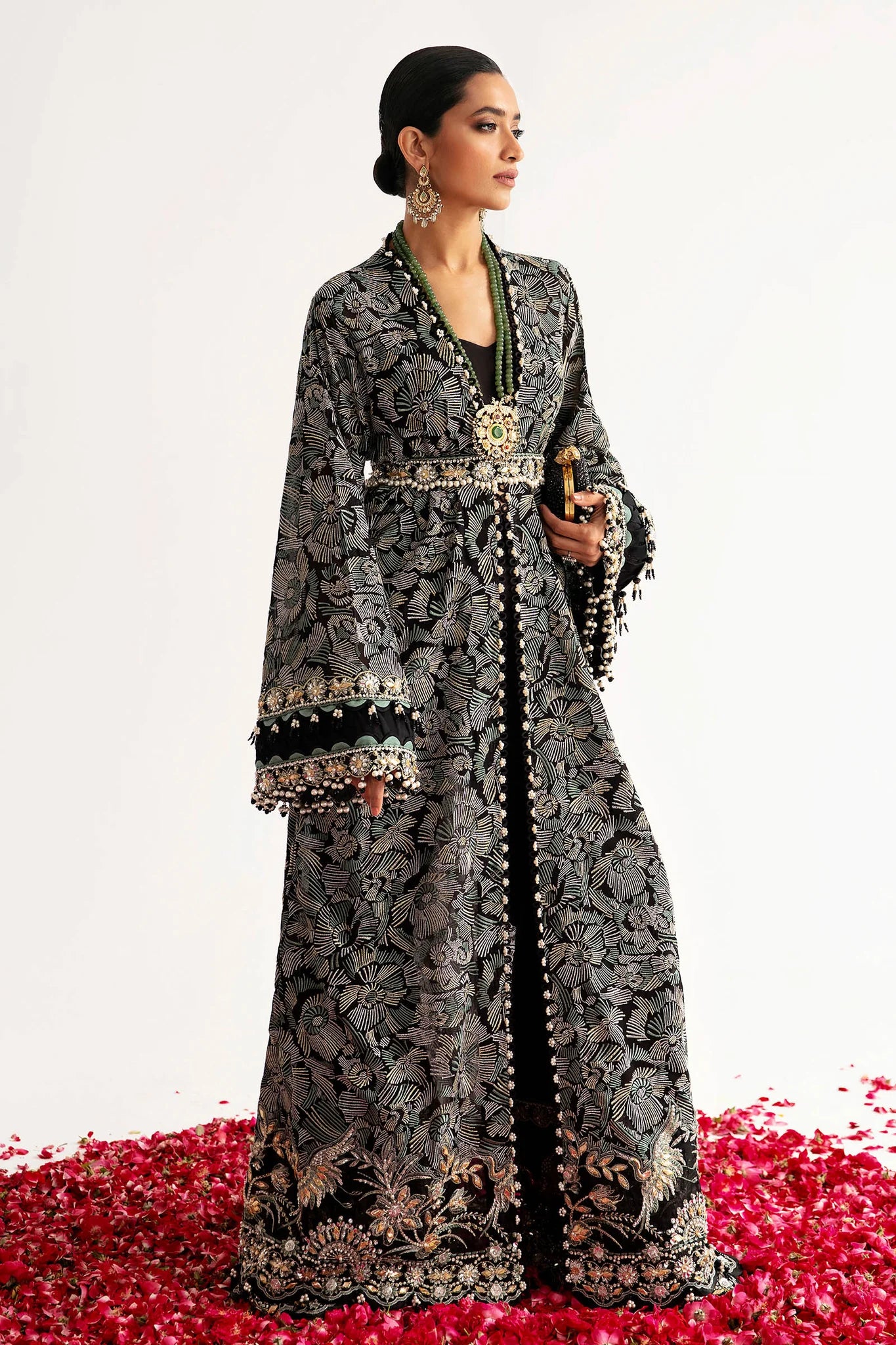 ÉLAN | Chiffon Kaftan in Black