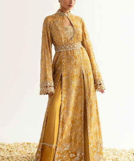 ÉLAN | Chiffon Kaftan in Yellow