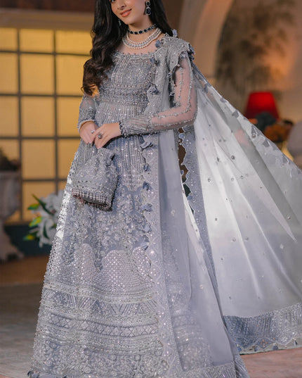 ÉLAN | Steal Grey Embellished & Embroidered Wedding Dress