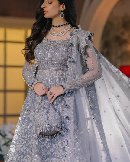 ÉLAN | Steal Grey Embellished & Embroidered Wedding Dress