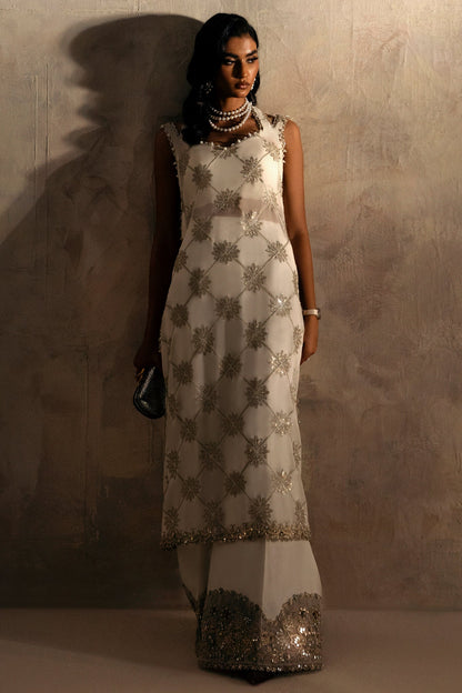 ELAN NOEMIE | White Chiffon Embellished Co Ord Set