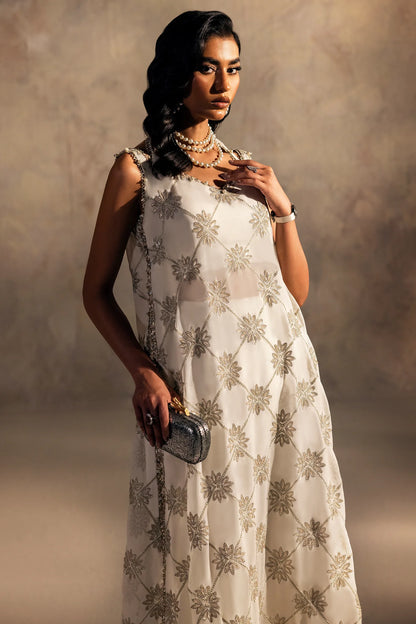 ELAN NOEMIE | White Chiffon Embellished Co Ord Set