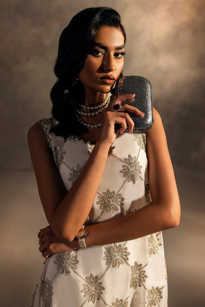 ELAN NOEMIE | White Chiffon Embellished Co Ord Set