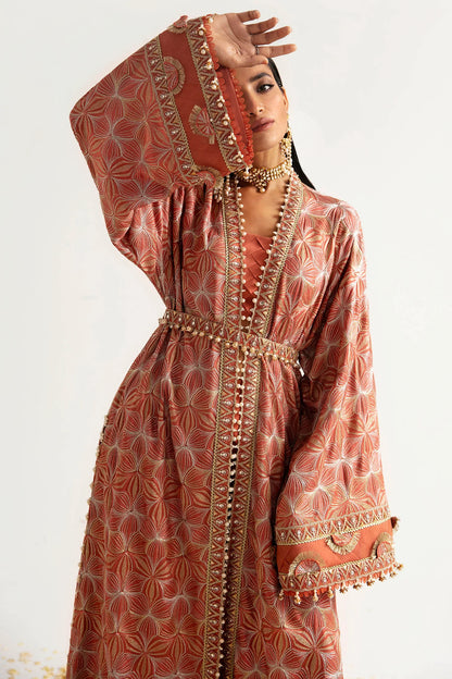 ÉLAN | Chiffon Kaftan in Salmon Pink