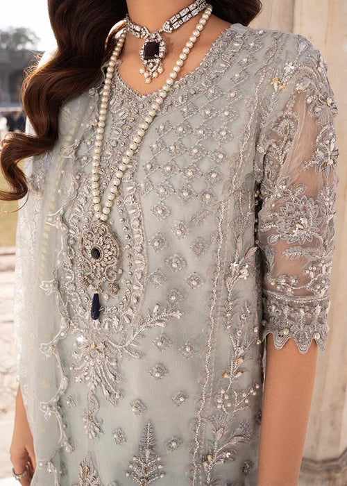 Parishay | Aqua Embroidered Hand Embellished Organza Suit