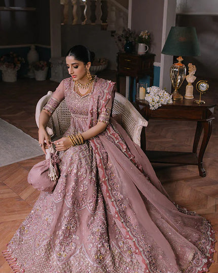 ÉLAN | Pink Organza Embellished & Embroidered Sharara