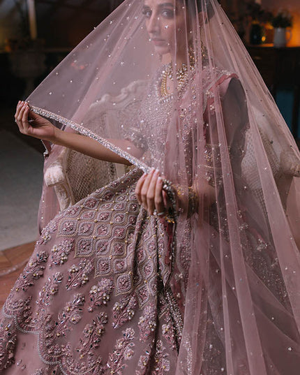 ÉLAN | Pink Organza Embellished & Embroidered Sharara