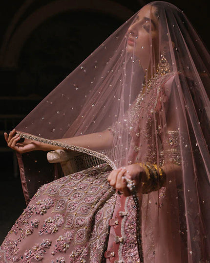 ÉLAN | Pink Organza Embellished & Embroidered Sharara