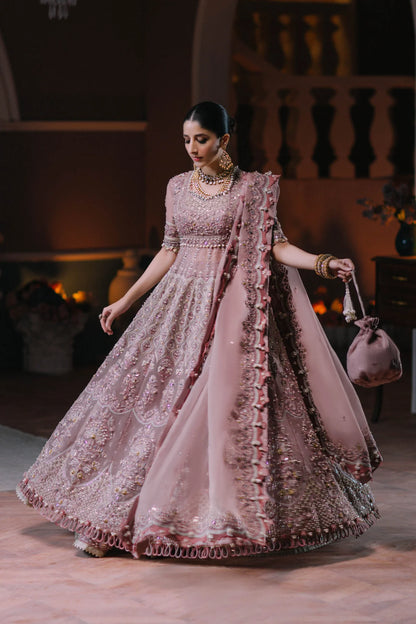 ÉLAN | Pink Organza Embellished & Embroidered Sharara