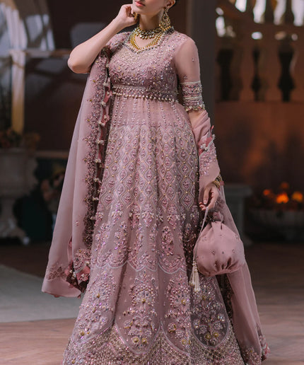 ÉLAN | Pink Organza Embellished & Embroidered Sharara