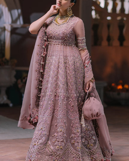 ÉLAN | Pink Organza Embellished & Embroidered Sharara