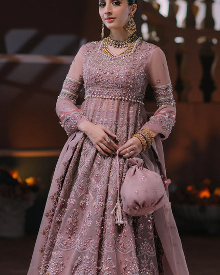 ÉLAN | Pink Organza Embellished & Embroidered Sharara
