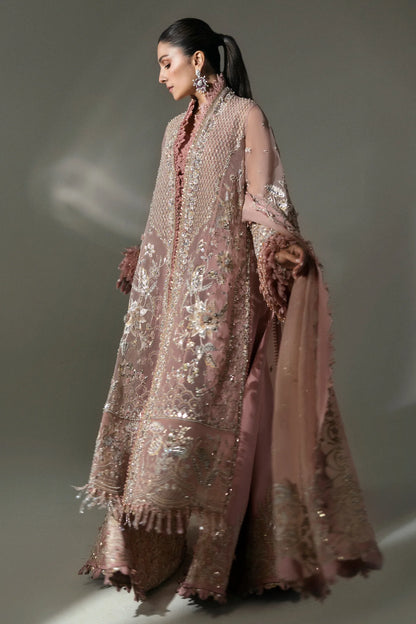 Elan | Pink Embroidered Embellished Organza Jacket Sharara