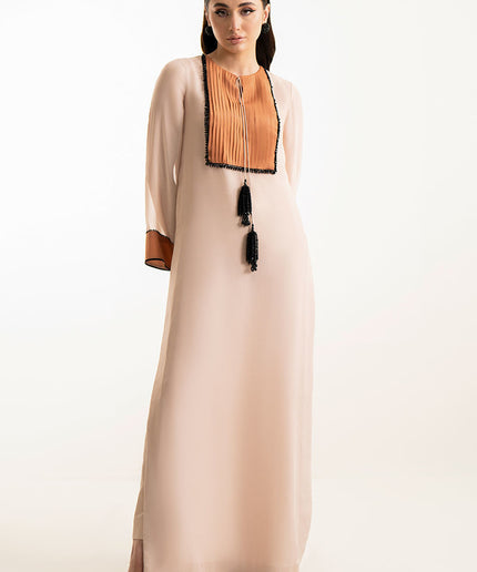 Vesper | Beige Hand Embellished Kaftan Shirt