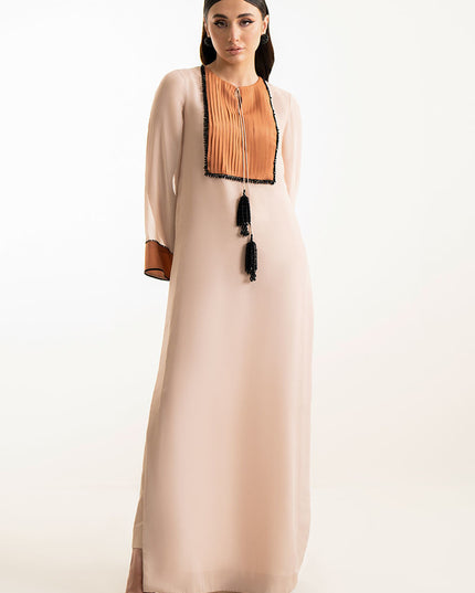 Vesper | Beige Hand Embellished Kaftan Shirt