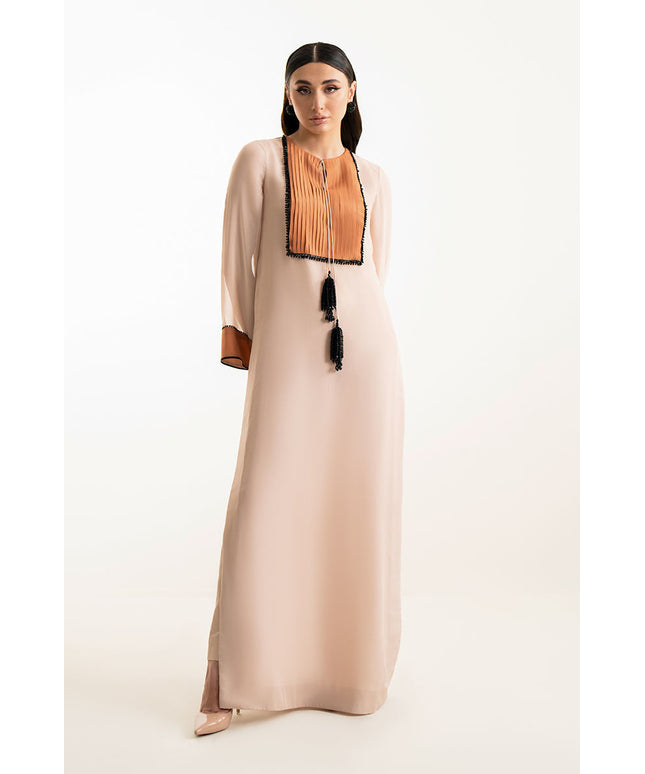 Vesper | Beige Hand Embellished Kaftan Shirt