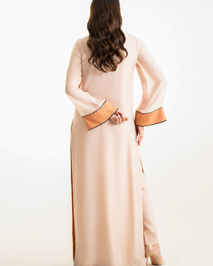 Vesper | Beige Hand Embellished Kaftan Shirt