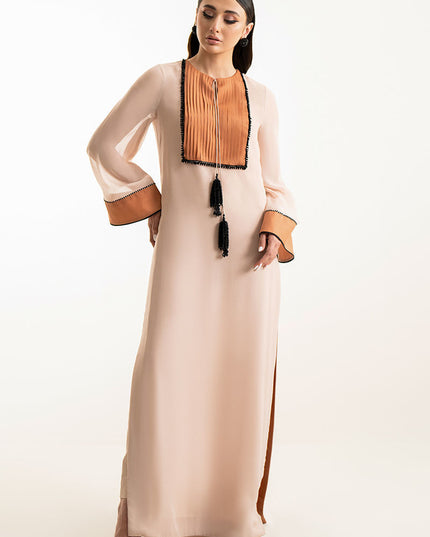 Vesper | Beige Hand Embellished Kaftan Shirt