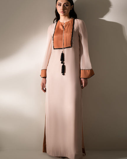 Vesper | Beige Hand Embellished Kaftan Shirt