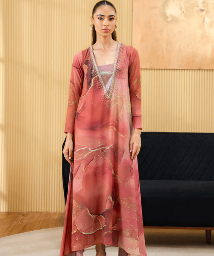 Domol | Pleated Charmeuse Georgette Chiffon Dress