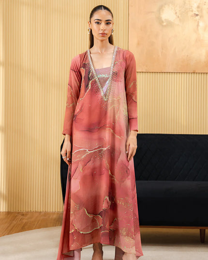 Domol | Pleated Charmeuse Georgette Chiffon Dress