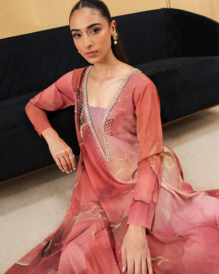 Domol | Pleated Charmeuse Georgette Chiffon Dress