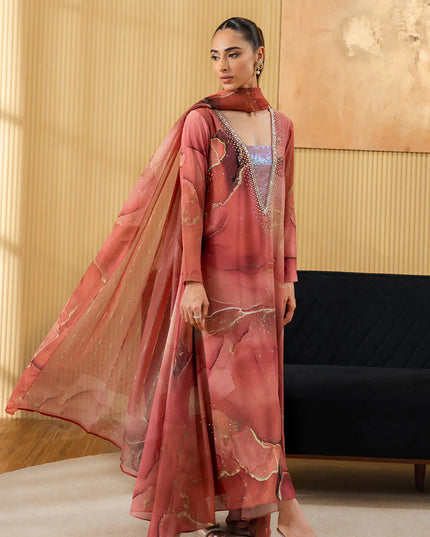 Domol | Pleated Charmeuse Georgette Chiffon Dress