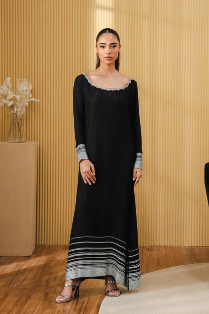 Nialt | Black Soft Silk Embellished Dress