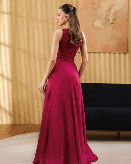 Alyssa | Pink Georgette Chiffon Embellished Sleeveless Skirt & Crop Top