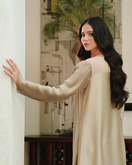 Nasreen | Gold Soft Charmeuse Silk Embellished Dress