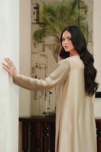 Nasreen | Gold Soft Charmeuse Silk Embellished Dress
