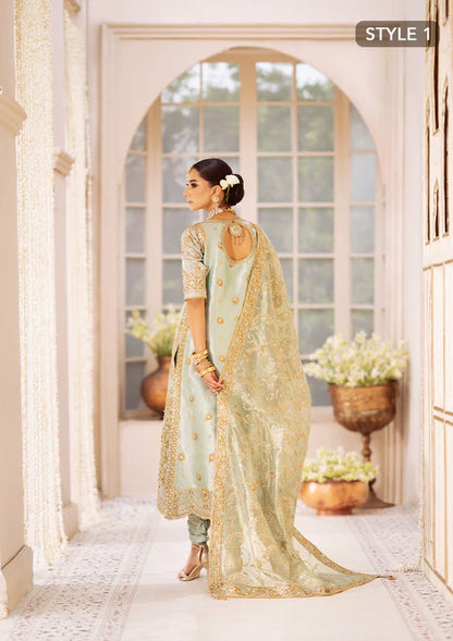 Mehek | Ice Blue Embellished Embroidered Wedding Dress
