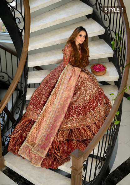 Fari | Vermillion Wedding Khaadi Net Embellished Lehenga