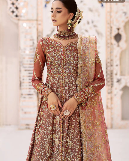 Fari | Vermillion Wedding Khaadi Net Embellished Lehenga