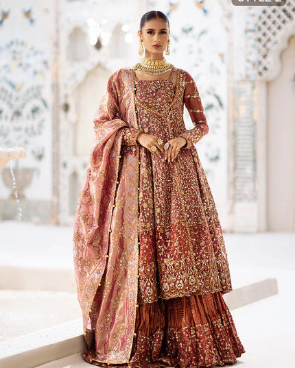 Fari | Vermillion Wedding Khaadi Net Embellished Lehenga