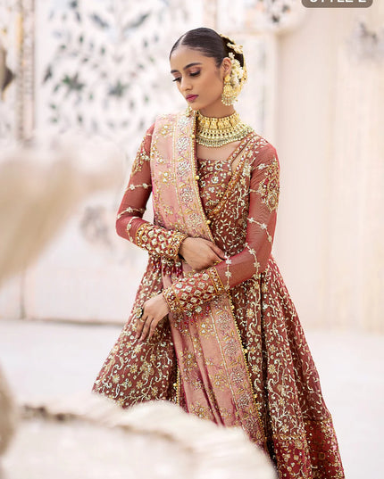 Fari | Vermillion Wedding Khaadi Net Embellished Lehenga
