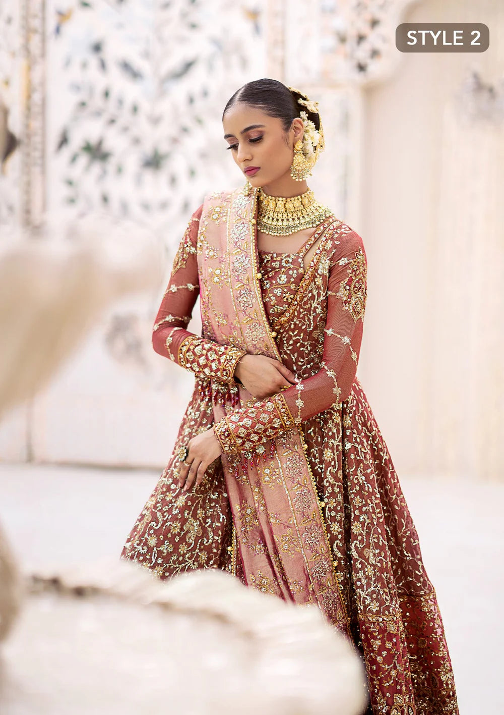 Fari | Vermillion Wedding Khaadi Net Embellished Lehenga