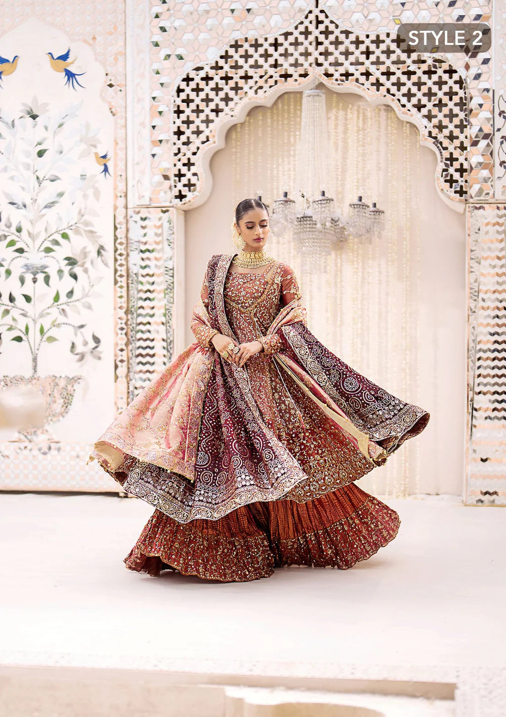 Fari | Vermillion Wedding Khaadi Net Embellished Lehenga