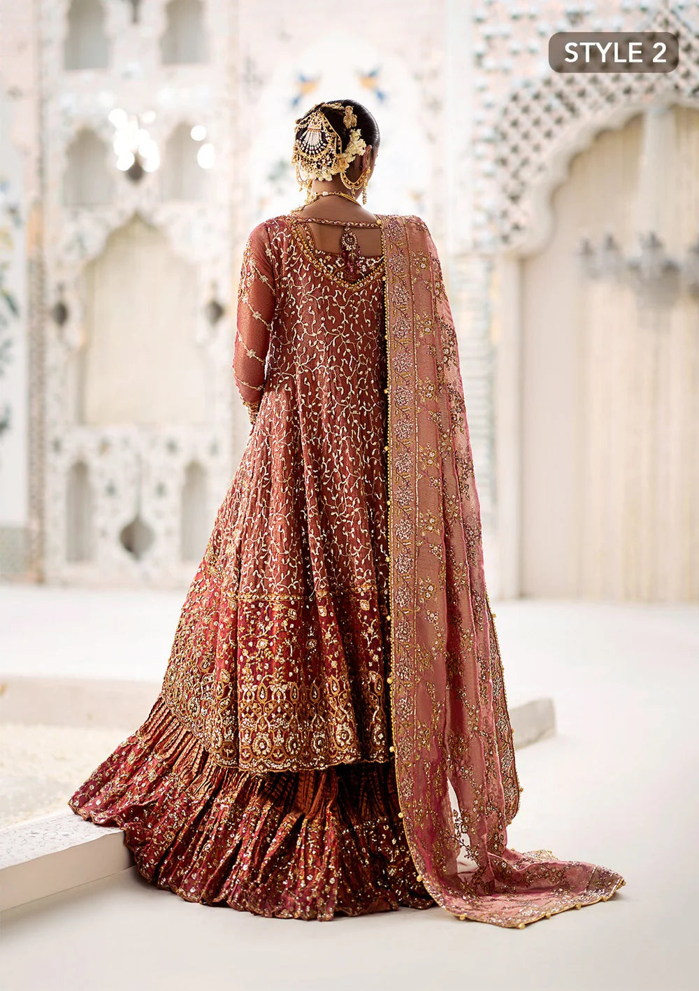 Fari | Vermillion Wedding Khaadi Net Embellished Lehenga