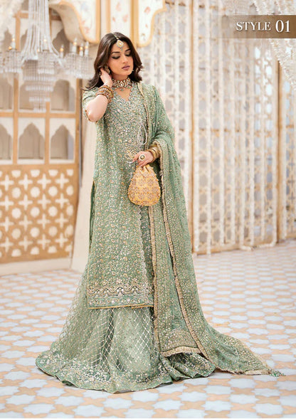 Naaz | Mint Green Kundan Zari Embellished Dress