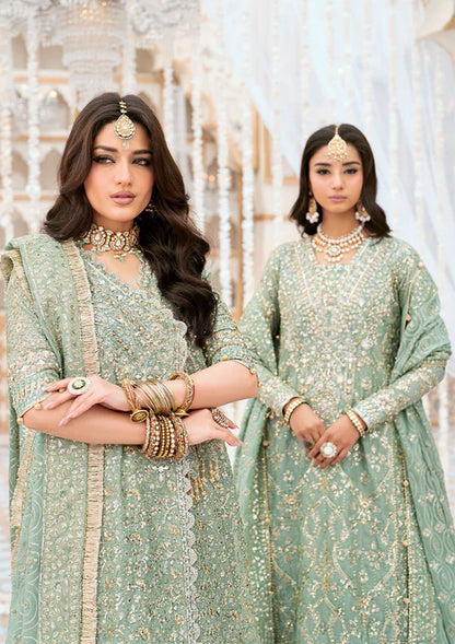 Naaz | Mint Green Kundan Zari Embellished Dress